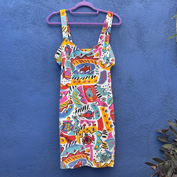 vintage 80s viva la wombat cotton dress - Picture 1 of 4